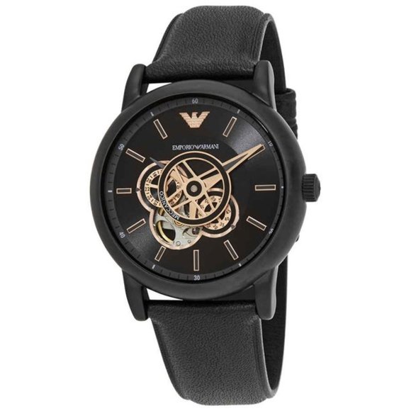 em Other - Emporio Armani Mens Automatic Black Leather Watch